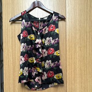 Ted Baker Black Red Sleeveless Ruffled Blouse